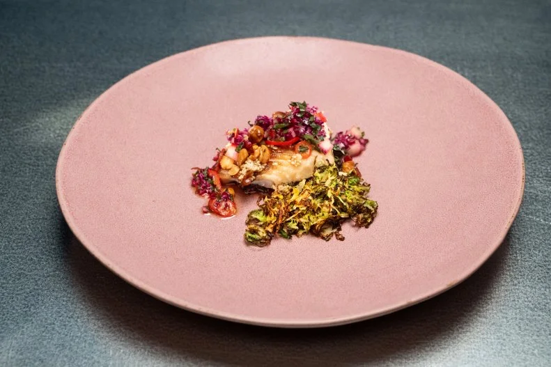 Round 1 dish by Chef Alex Guarnaschelli, as seen on Alex vs America, Season 5.