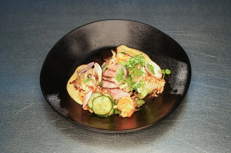 Chefs Kevin Tien and Paola Serrano Round 2 dish, as seen on Food Netowrk's Alex Vs. America