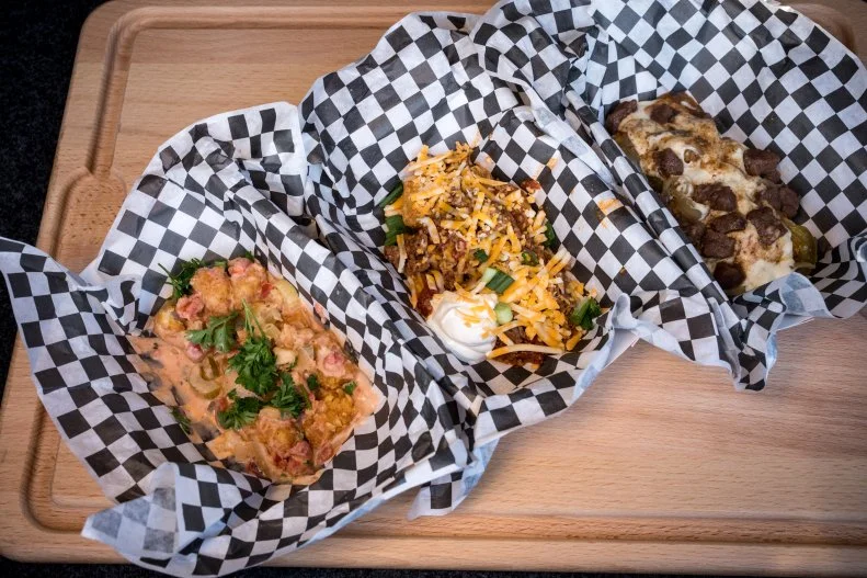 Some Like It TotÕs dishes, Etouffe, Chili Cheese and Cheesesteak Tots, as seen on The Great Food Truck Race, Season 14.