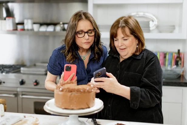 Ina Garten, Julia Louis-Dreyfus and Beatty's Chocolate Cake, as seen on Be My Guest with Ina Garten, Season 6.