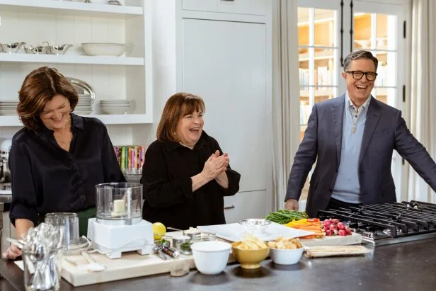 Ina Garten, Stephen Colbert and Green Goddess Dip, as seen on Be My Guest with Ina Garten, Season 6.