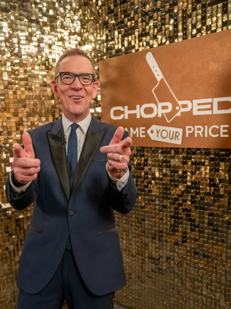 Host Ted Allen as seen on Chopped: Name Your Price Tournament, Season 61.