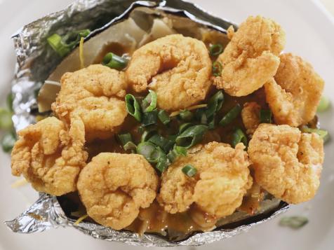 Crawfish Étouffée Potato with Fried Gulf Shrimp