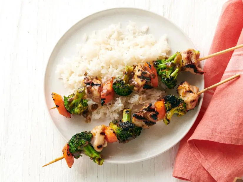 Chicken and Broccoli Stir-Fry Kebabs.