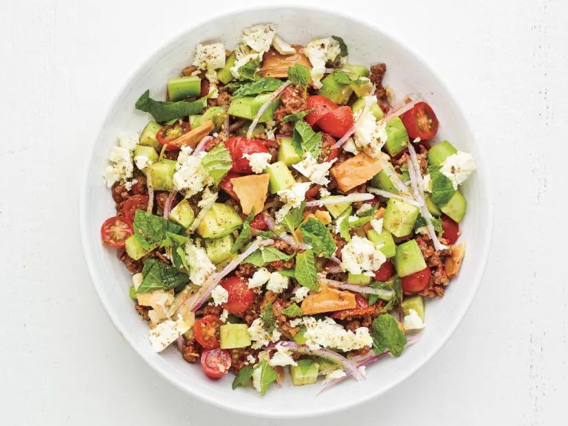 Lamb Fattoush Bowl. Dinnertime meals.