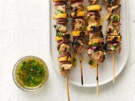 Mojo Pork Kebabs with Plantains
