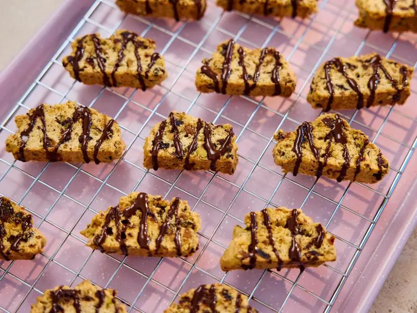 Amy Stevenson's Date, Pistachio and Dark Chocolate Biscotti for Food Network Kitchen