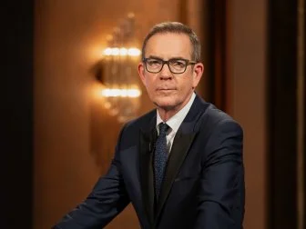 Host Ted Allen as seen on Chopped: Name Your Price Tournament, Season 61.
