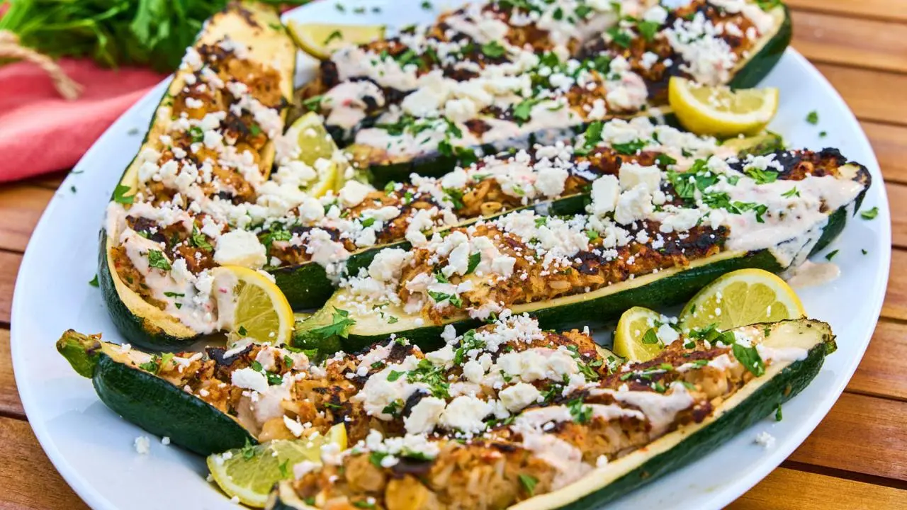 Grilled Ground Turkey Zucchini Boats