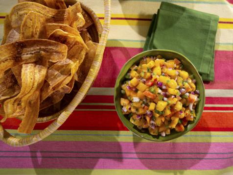 Sunny's Easy Plantain Planks with Mango and Peach Salsa