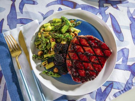 Sunny's Easy Grilled Tuna with Blackberry Glaze and Minty Grilled Asparagus Salad