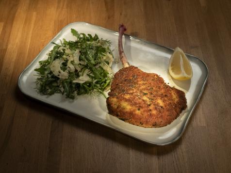 Pork Milanese with Arugula, Fennel and Black Sesame Seed Salad