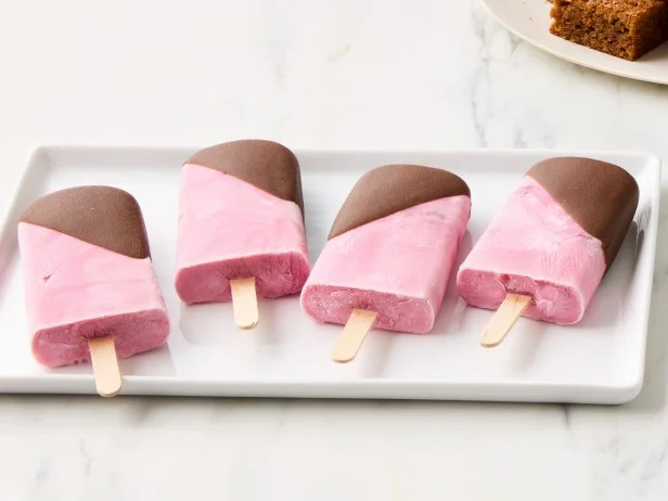 Desserts (clockwise from top-left):  Mini Pistachio Knafeh, Cookie Butter Banana Cake, No-Churn Tropical Ice Cream, Nutella Knots, and Chocolate-Raspberry Yogurt Pops.