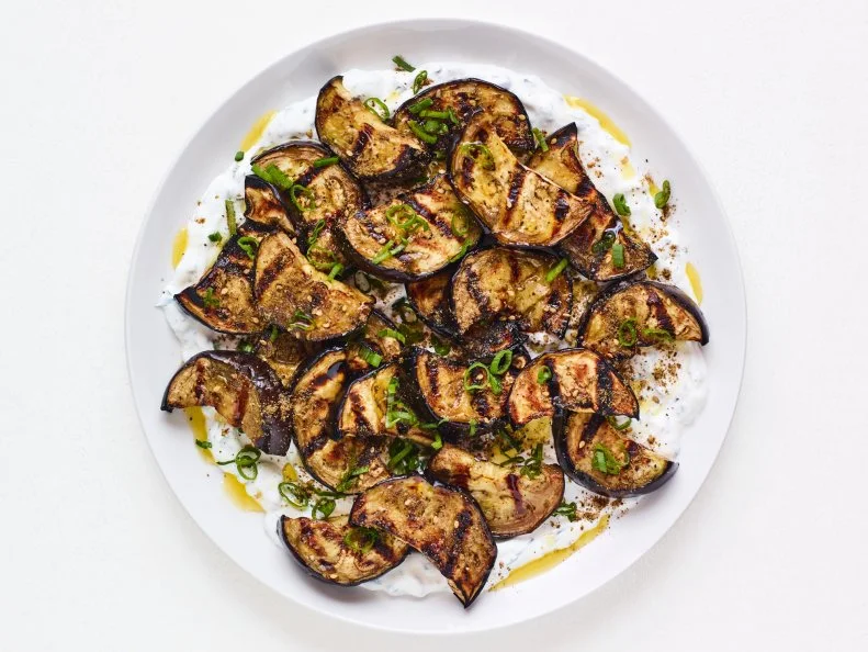 Grilled Eggplant with Herbed Labneh. Side dishes.