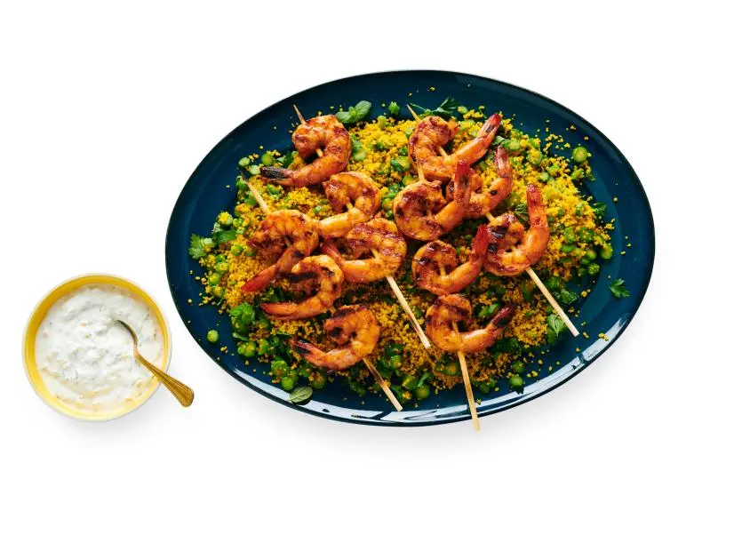 Spiced Shrimp with Couscous. Seafood. Dinnertime meals.