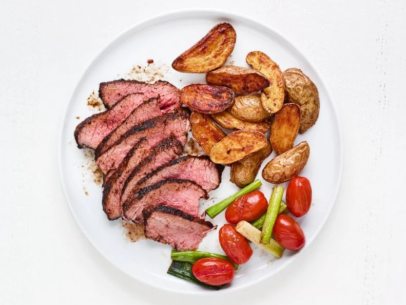 Steak with Roasted Potatoes. Dinnertime meals.