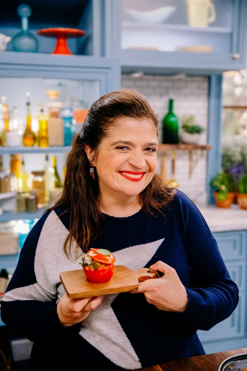 Alex Guarnaschelli makes Herby Stuffed Tomatoes, as seen on The Kitchen, season 24.