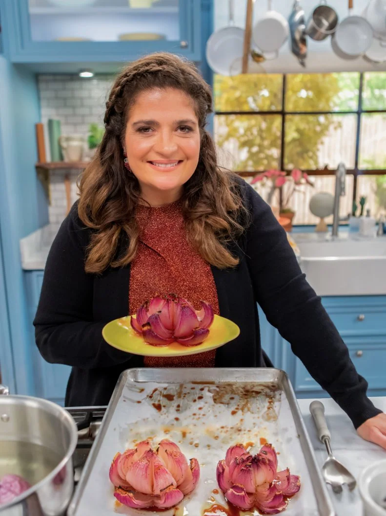 Alex Guarnaschelli makes Sweet and Sour Flowering Red Onions, as seen on The Kitchen, season 29.
