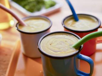 Beauty shot of Molly Yeh's Broccolini + Cannellini Soup as seen in Girl Meets Farm Season 15