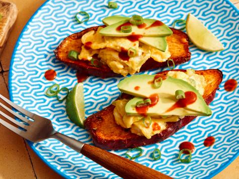 Sweet Potato Taco Toast with Scrambled Eggs and Avocado