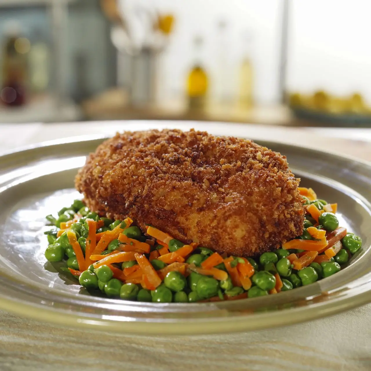 Chicken Kiev with Peas and Carrots-image