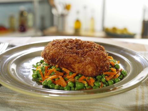 Chicken Kiev with Peas and Carrots