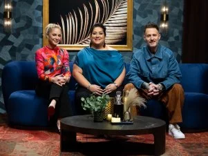 Titans Brooke Williamson, Michael Voltaggio and Ayesha Nurdjaja, as seen on Bobby’s Triple Threat, Season 4.