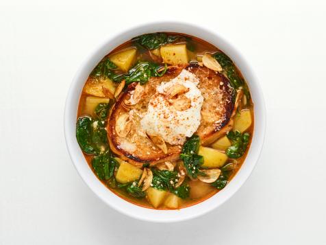 Garlic Soup with Poached Eggs