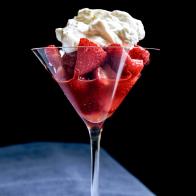 Close-up of Strawberries Romanoff, as seen on Be My Guest with Ina Garten, Season 7