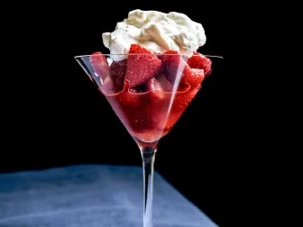 Close-up of Strawberries Romanoff, as seen on Be My Guest with Ina Garten, Season 7