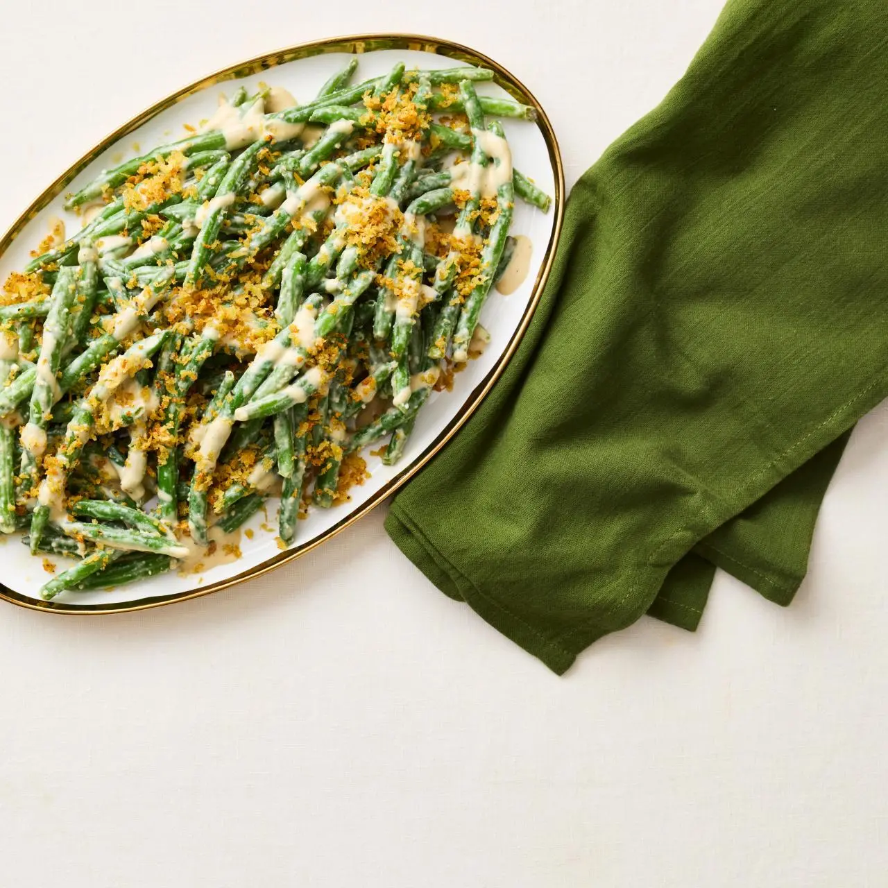 Green Beans with Tahini Caesar Dressing