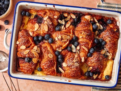 Blueberry-Almond Croissant French Toast Casserole