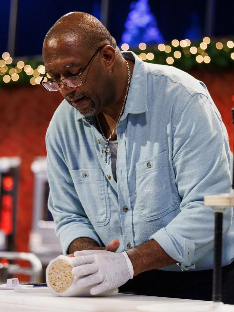 Contestant Dana Herbert prepares his challenge 1 dish, as see on  Sweet Empire, Season 1