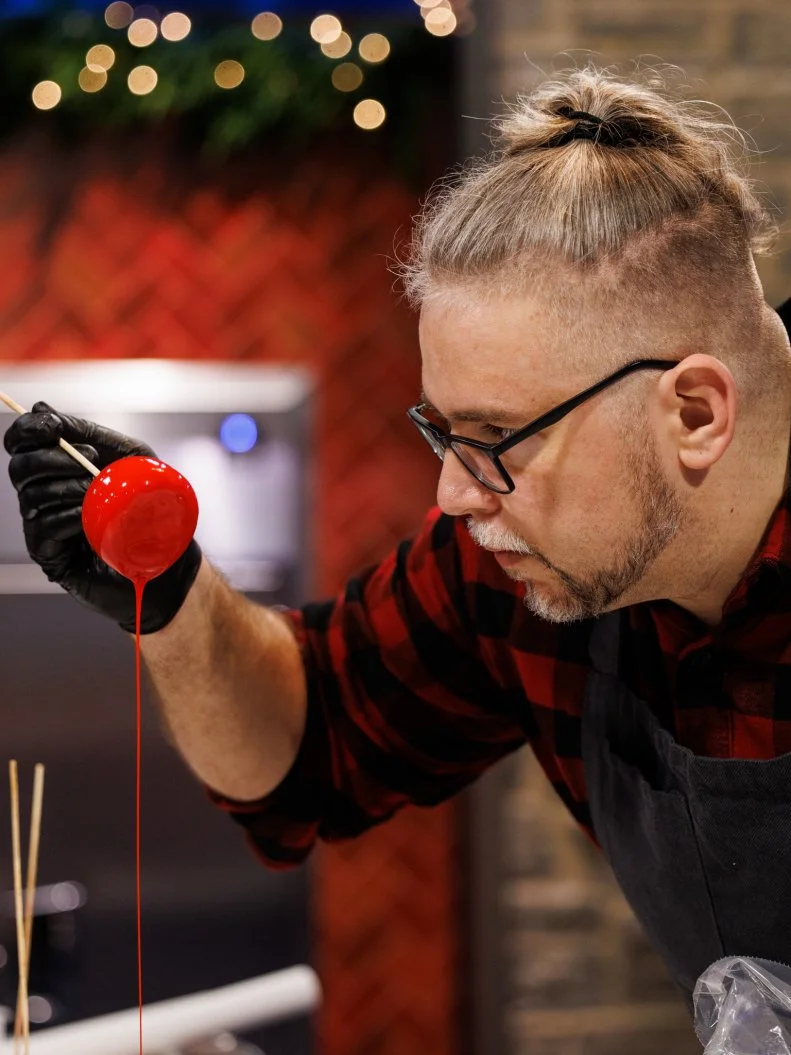 contestant Francois Paille prepares his challenge 1 dish, as seen on Sweet Empire, Season 1