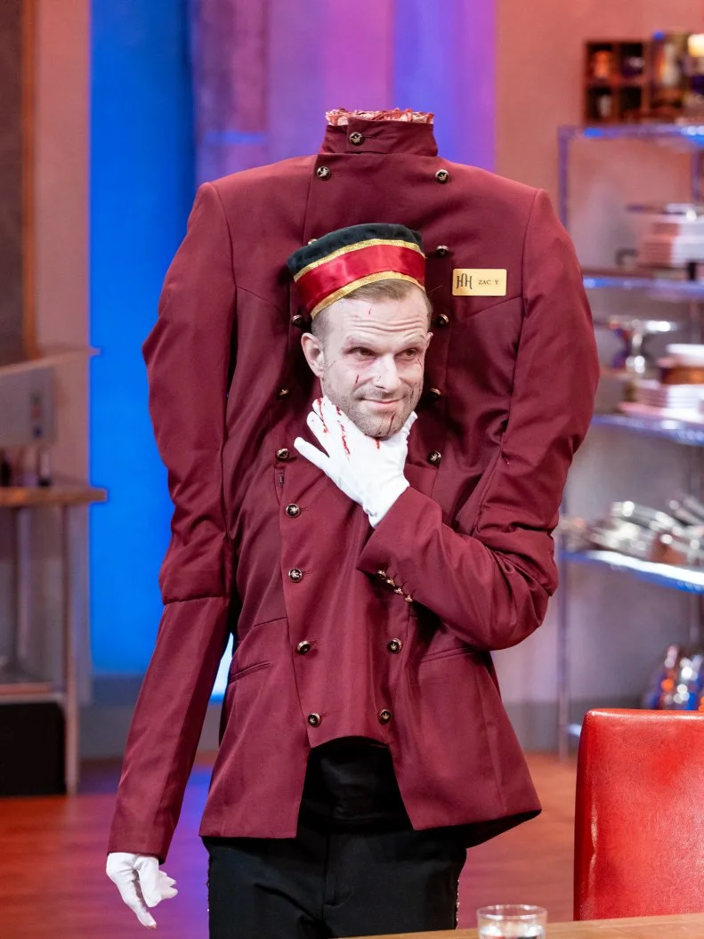 Judge Zac Young, as seen on Halloween Baking Championship, Season 8.