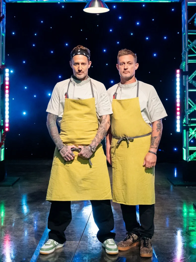 Contestants Michael Voltaggio and Bryan Voltaggio, as seen on Tournament of Champions Holiday, Season 1.
