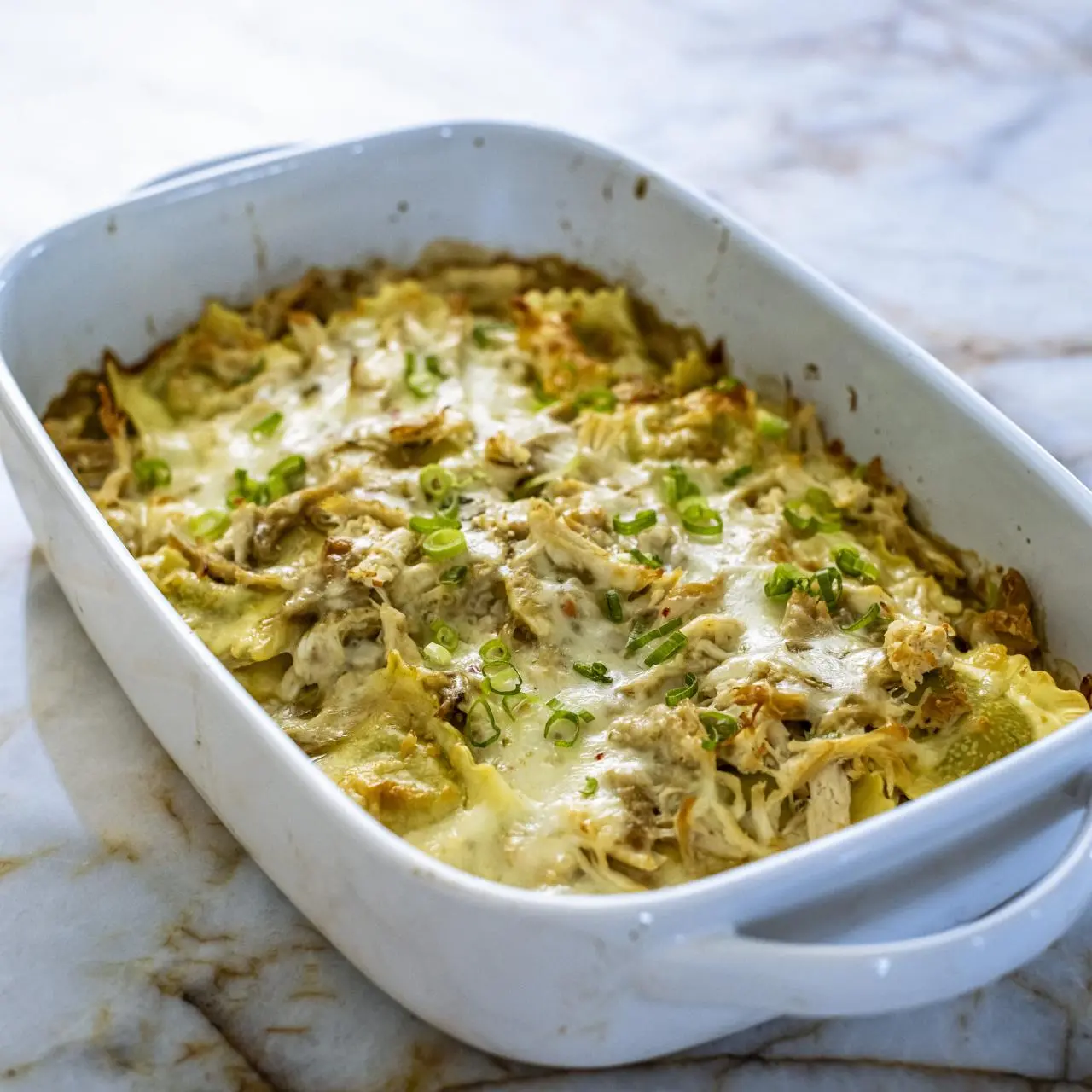 Green Chili Chicken Ravioli Bake-image