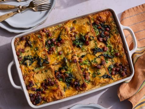 High-Protein Ham, Spinach and Cheddar Strata