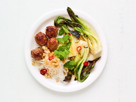 Pork Meatballs with Bok Choy and Rice Noodles