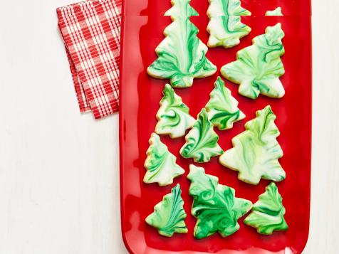 Maple Sugar Cookie Trees with Marbled Icing