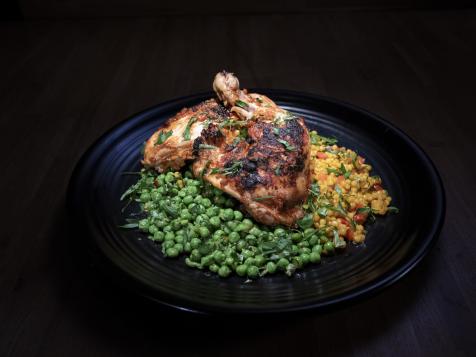 Peri Peri Chicken with Peri Peri Couscous and Minty Mushy Peas