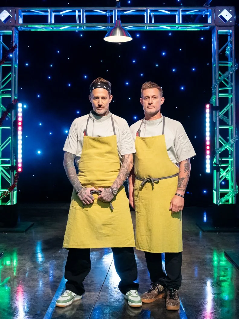 Contestants Michael Voltaggio and Bryan Voltaggio, as seen on Tournament of Champions Holiday, Season 1.