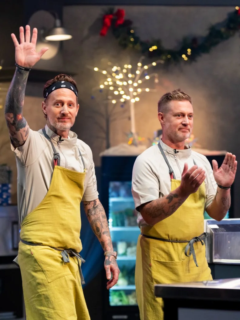 Contestants Michael Voltaggio and Bryan Voltaggio, as seen on Tournament of Champions Holiday, Season 1.