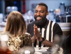 Host Eric Adjepong with contestants Zac Young, Damaris Phillips and Duff Goldman, as seen on Wildcard Kitchen, Season 3.