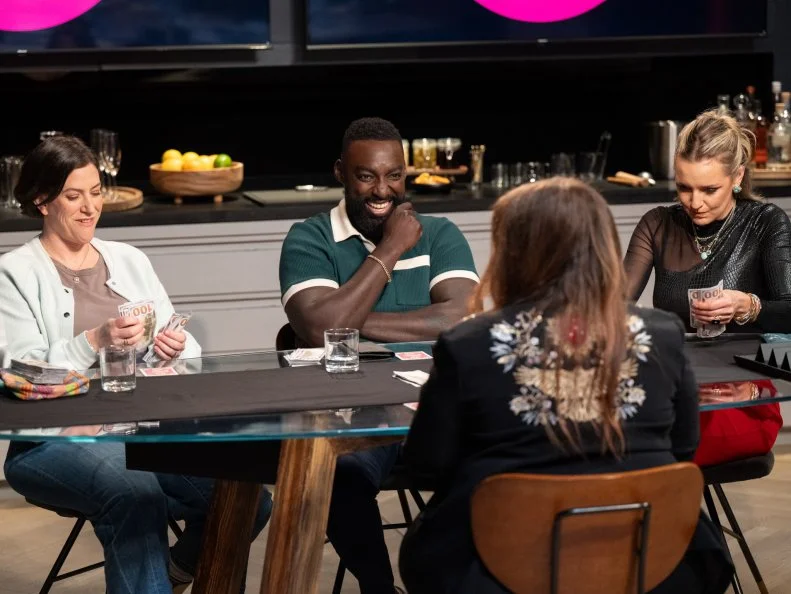 Guest Host Alex Guarnaschelli with Contestants Sara Bradley, Eric Adjepong and Kelsey Barnard Clark, as seen on Wildcard Kitchen, Season 3.