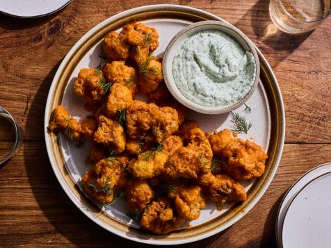 Crispy Buffalo Cauliflower with Cottage Cheese Ranch