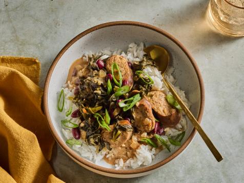 Instant Pot Chicken Sausage with Coconutty Beans and Greens