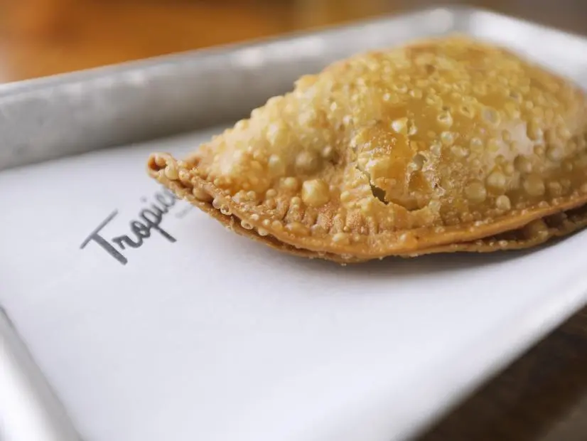 Empanada as prepared by Chef/Owner Rick Mace at Tropical Smokehouse in West Palm Beach, Florida, as seen on Food Network's Diners Drive-Ins and Dives, season 42.