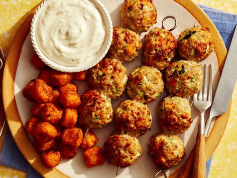 Air Fryer Turkey and Veggie Meatball Skewers