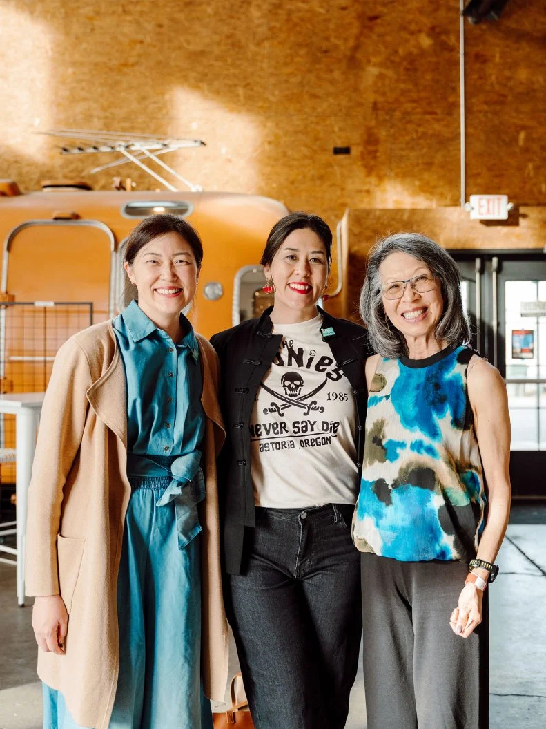 Food Network Chef Maya Erickson at the AAPI food festival in Oregon with two other women